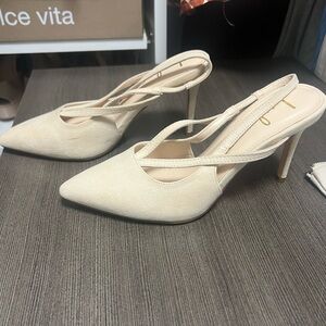 Lulus  Cream Slingback Heels